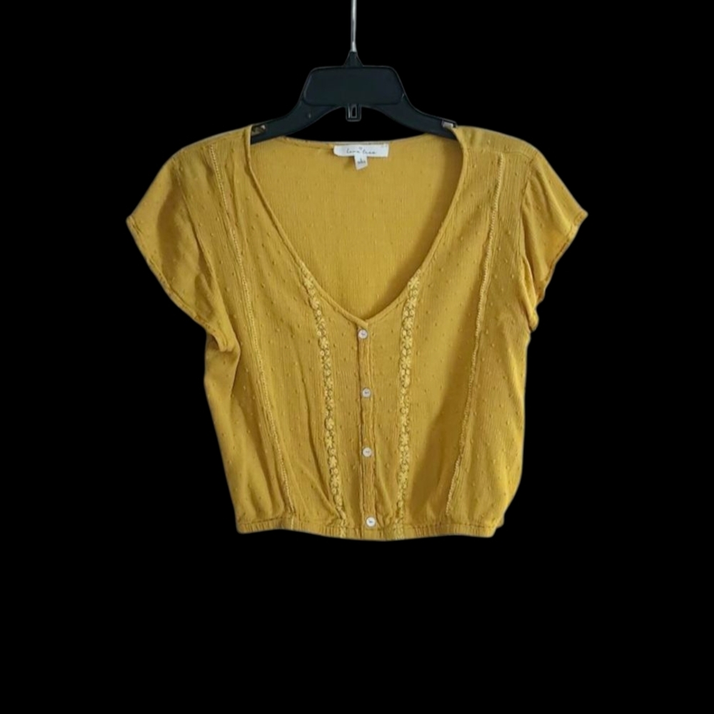 Love Tree Mustard Textured Top